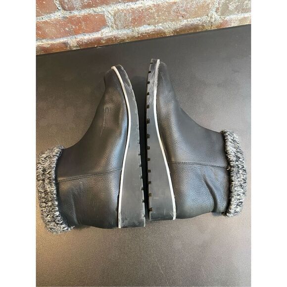 Adrienne Vittadini Black Fuax Leather Cuffed Wedge Ankle Bootie Womens Size 7 - Picture 9 of 13